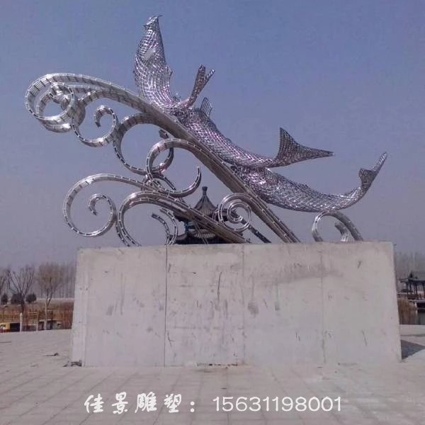 不锈钢鱼雕塑 鱼群雕塑 镂空动物雕塑