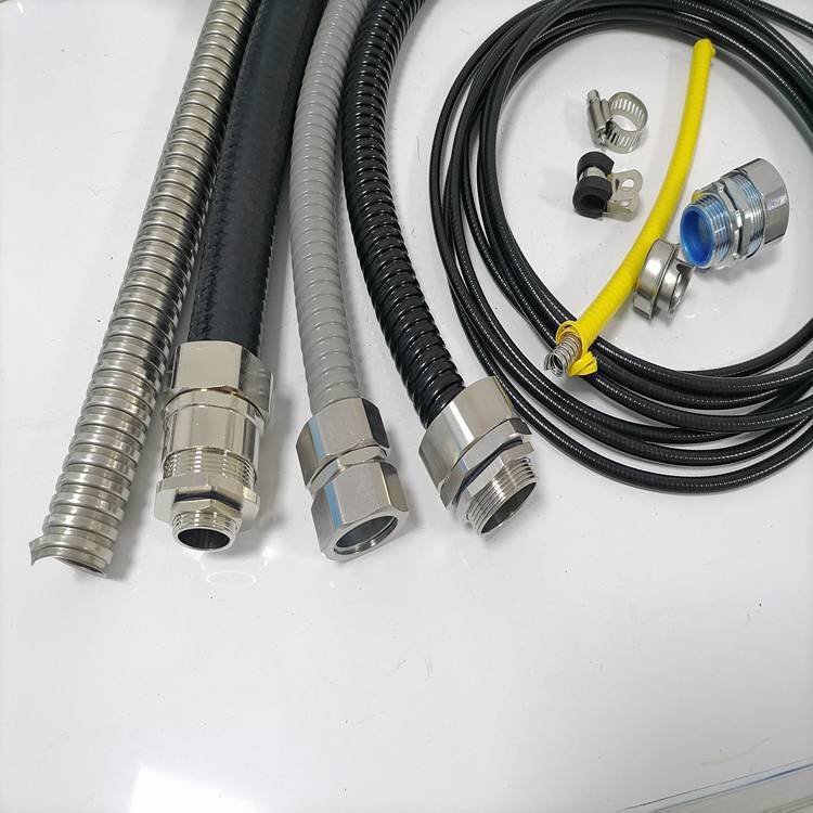 电缆保护DN20双扣金属铠装软管 304不锈钢双勾平包穿线管绿色黑色