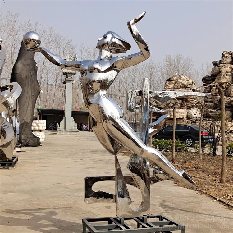 不锈钢运动主题雕塑 体育运动剪影人物跑步骑车摆件 永景图片