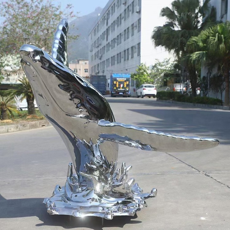 不锈钢鲸鱼雕塑  鲸鱼镜面雕塑  加工厂家