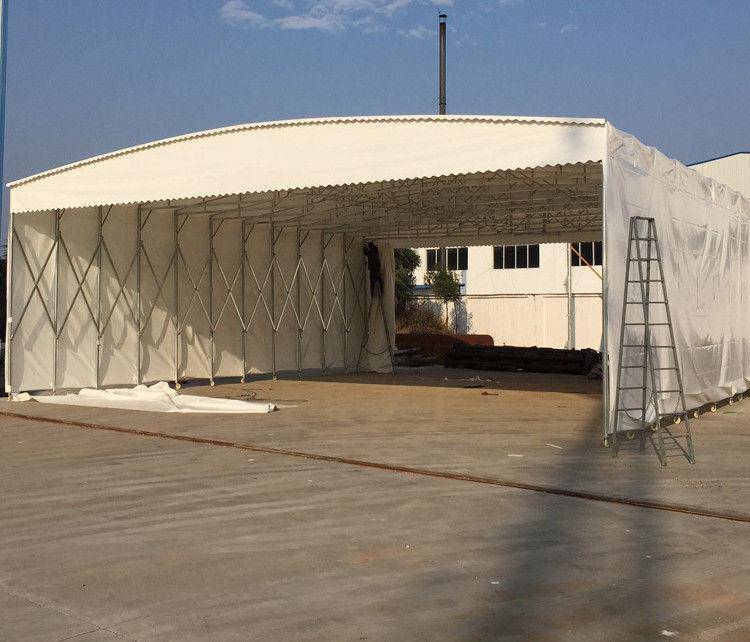 供应钢结构 伸缩活动推拉型雨棚 遮阳棚 质保三年