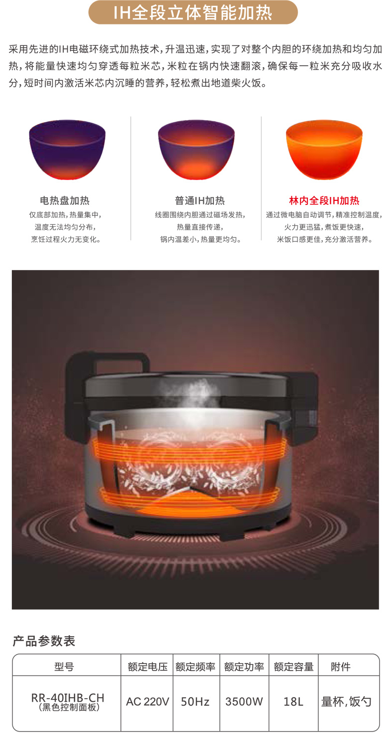 特博尔RR-40IHB-CH型商用电饭锅  都江堰   全段智能加热饭煲 价格示例图2