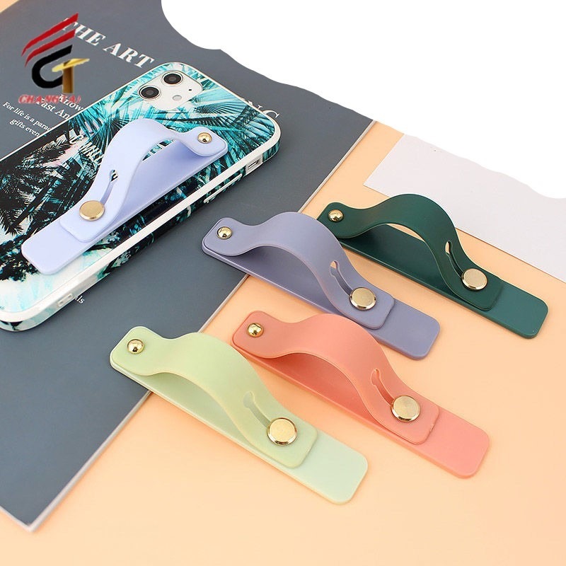 跨境创意纯色背贴手机支架 创意懒人桌面折叠推拉手机指环扣 昌泰制作