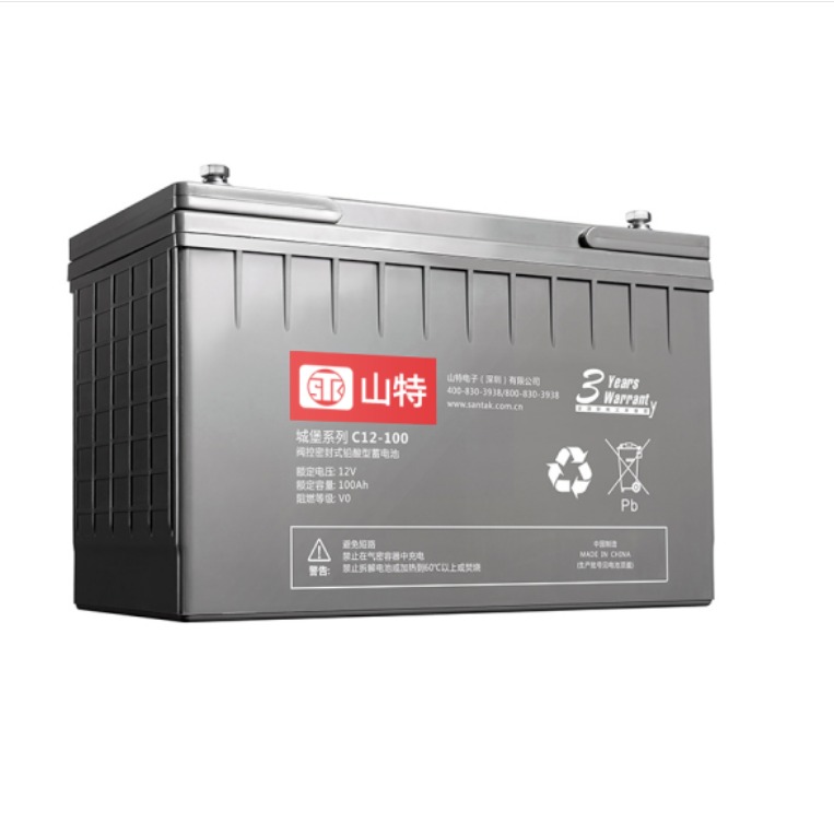 山特C12铅酸免维护蓄电池12V/100AH容量大超长续航寿命长安装便捷铅酸电池