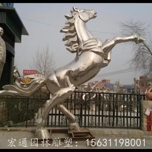骏马奔腾雕塑 不锈钢动物雕塑图片
