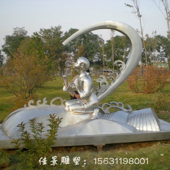 不锈钢小女孩雕塑公园景观雕塑