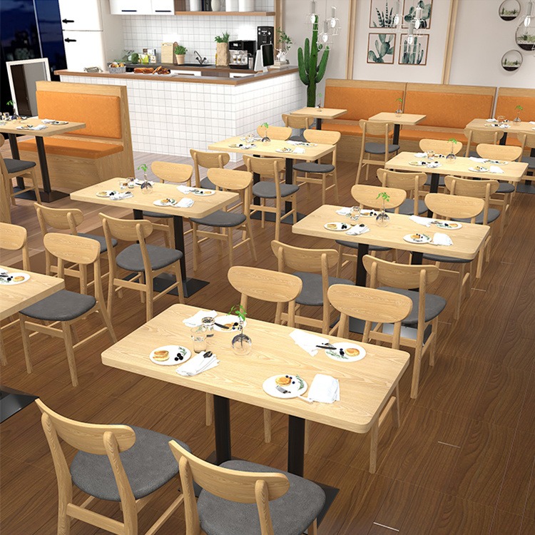 东莞迪佳咖啡厅奶茶店桌椅组合甜品书店汉堡食堂面馆日料餐饮实木餐桌