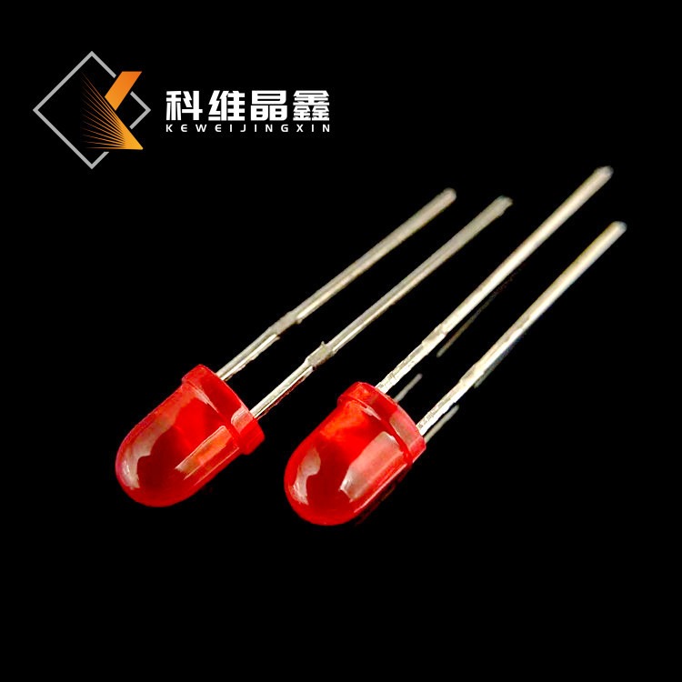 4mm红发红灯珠有边短脚F4圆头红色耐高温科维晶鑫工厂生产电源指示灯图片