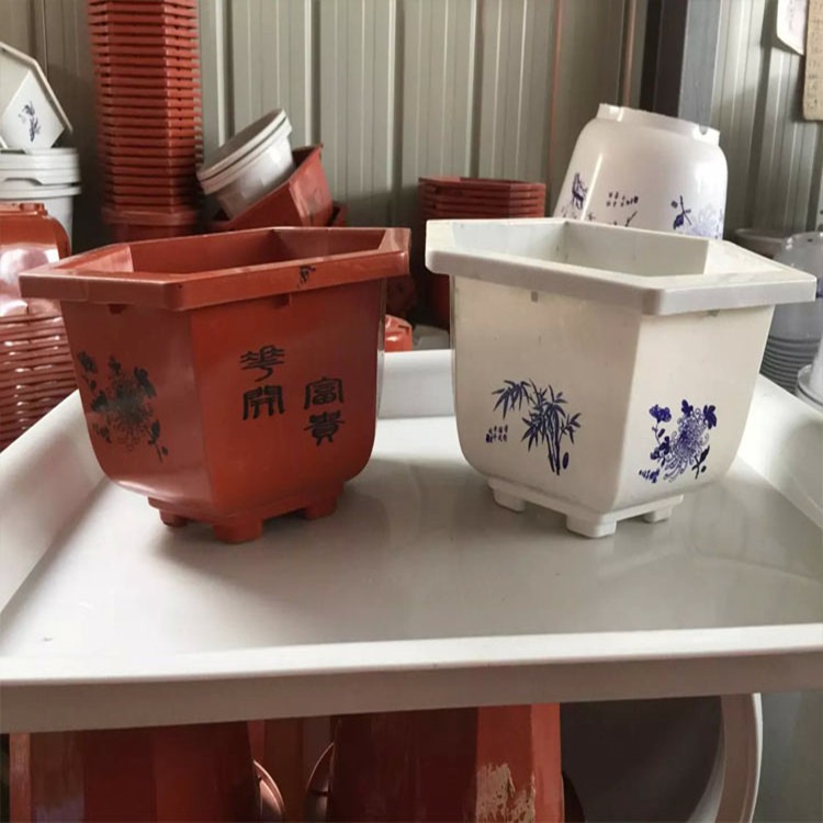 厂家直销 塑料花盆塑料六角红白大号花盆种花种菜花盘复古中国风