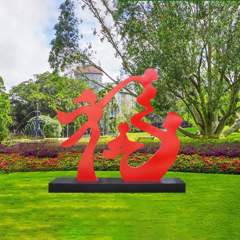 不锈钢剪影人物雕塑 抽象雕塑 红色雕塑 城市广场摆件 公园绿地草坪摆件