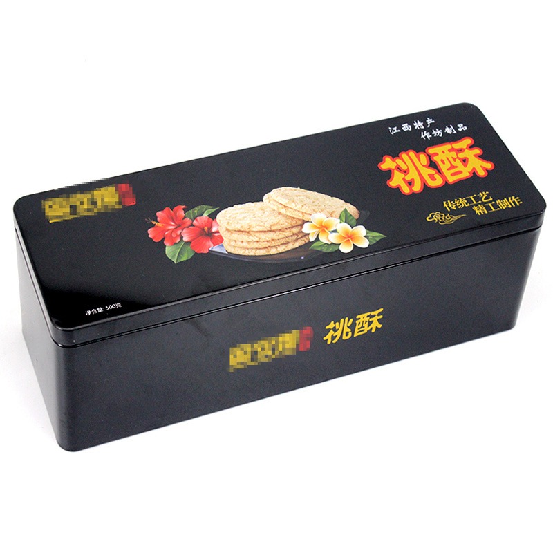 食品铁盒包装设计 长方形桃酥铁罐印刷 麦氏罐业 铁质包装盒生产厂家