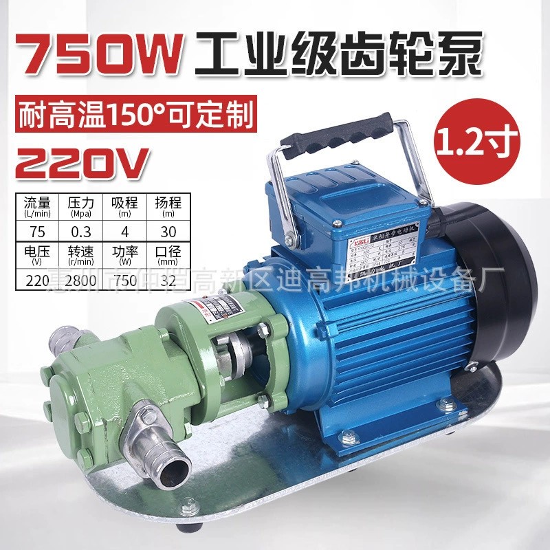 WCB手提式电动液体齿轮泵304不锈钢WCB-30配750W电机