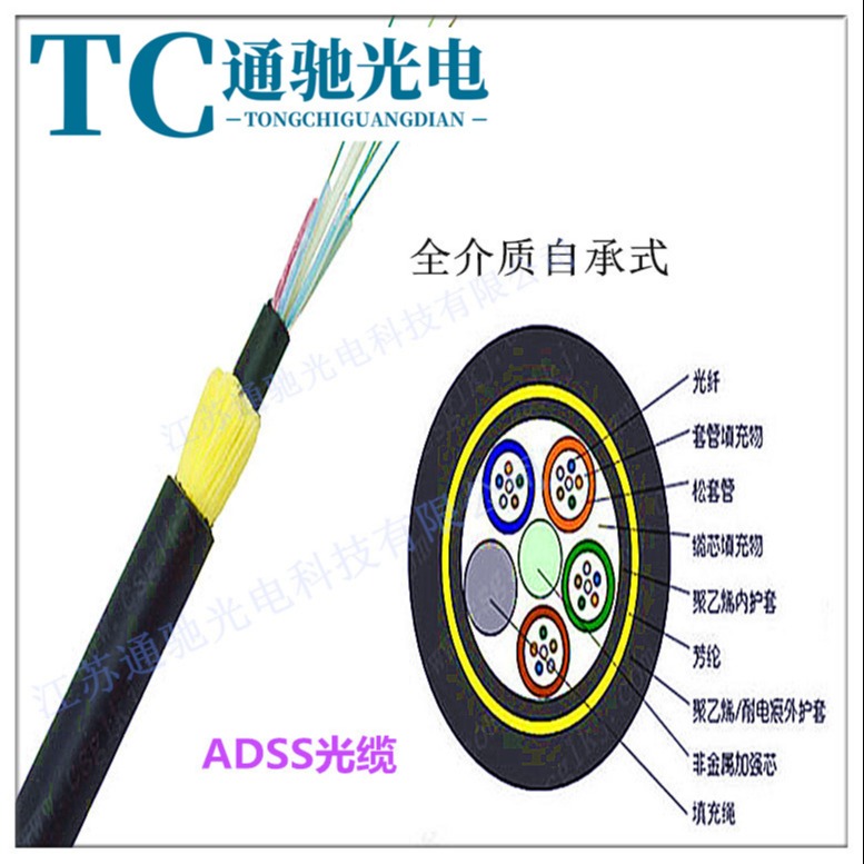 ADSS-12B1-200米跨距PE 护套电力光缆 ADSS自承式非金属 光缆厂家