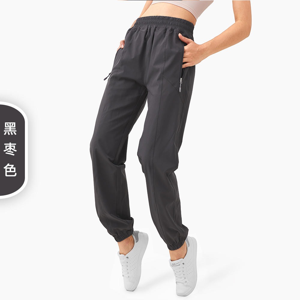 瑜伽服厂家批发2021新款lulu瑜伽宽松跑步健身裤女拉链口袋户外休闲运动裤束脚CK1254