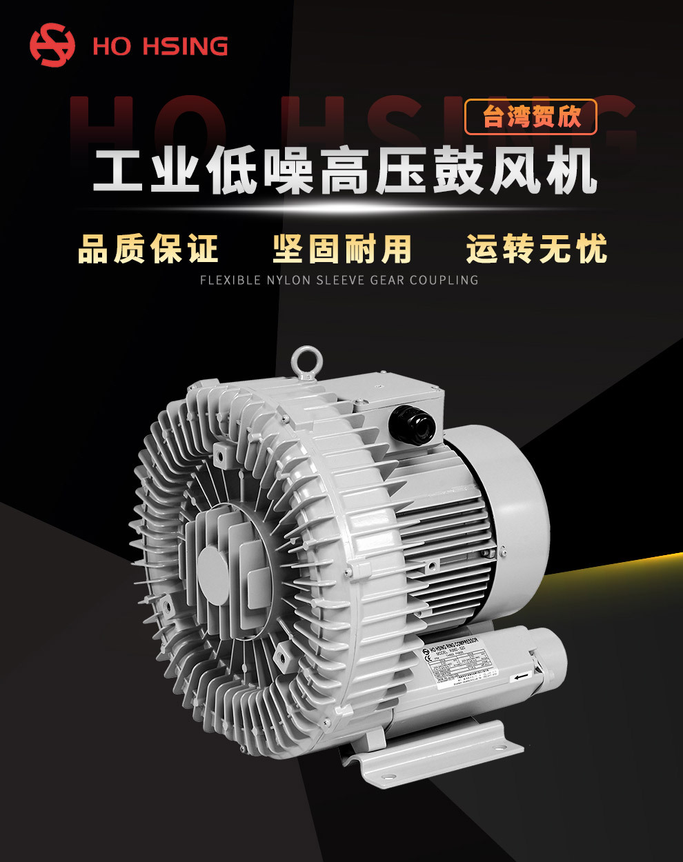 Ho Hsing 小型工业通用 RB40-610 粉尘过滤 台湾轻量化高压鼓风机示例图1