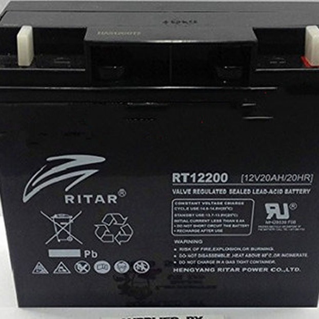 RITAR瑞达RT12200蓄电池12V20AH迅达无机房电梯壁挂直流屏UPS电源