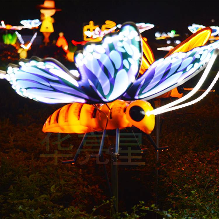 文旅亮化动态led昆虫灯防水电动蝴蝶蜻蜓造型灯户外仿真昆虫系列
