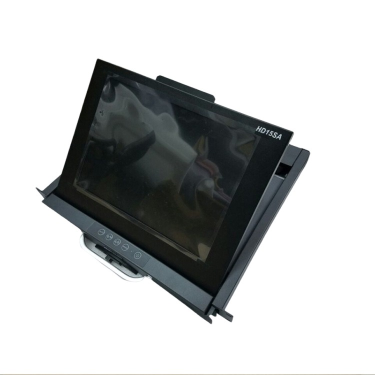 鸿盾 1U机架式折叠显示器 抽屉式显示器 抽取式工业显示器 折叠抽拉监视器